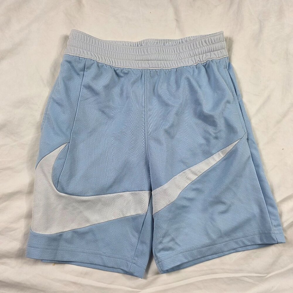 Nike Dri Fit Boys Medium Blue White Athletic Shorts Standard Fit Activewear